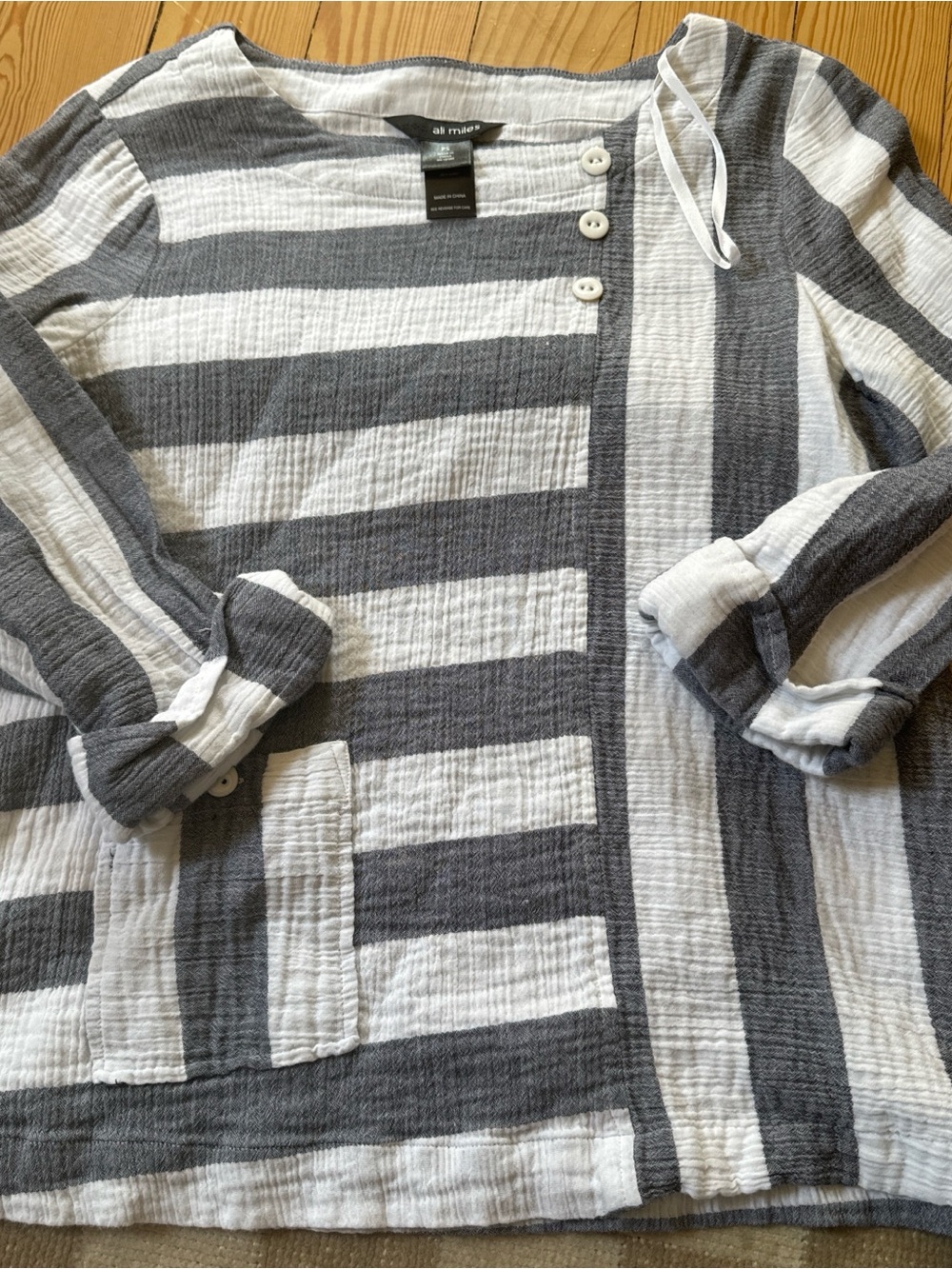 Ali Miles Cotton Striped Blouse